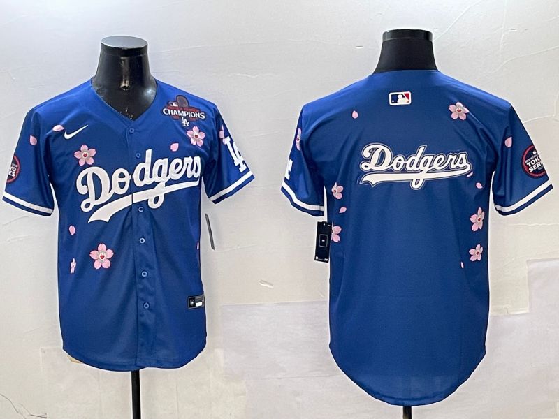 Men Los Angeles Dodgers Blank Blue Sakura Edition 2025 Nike MLB Jersey style 15->los angeles dodgers->MLB Jersey